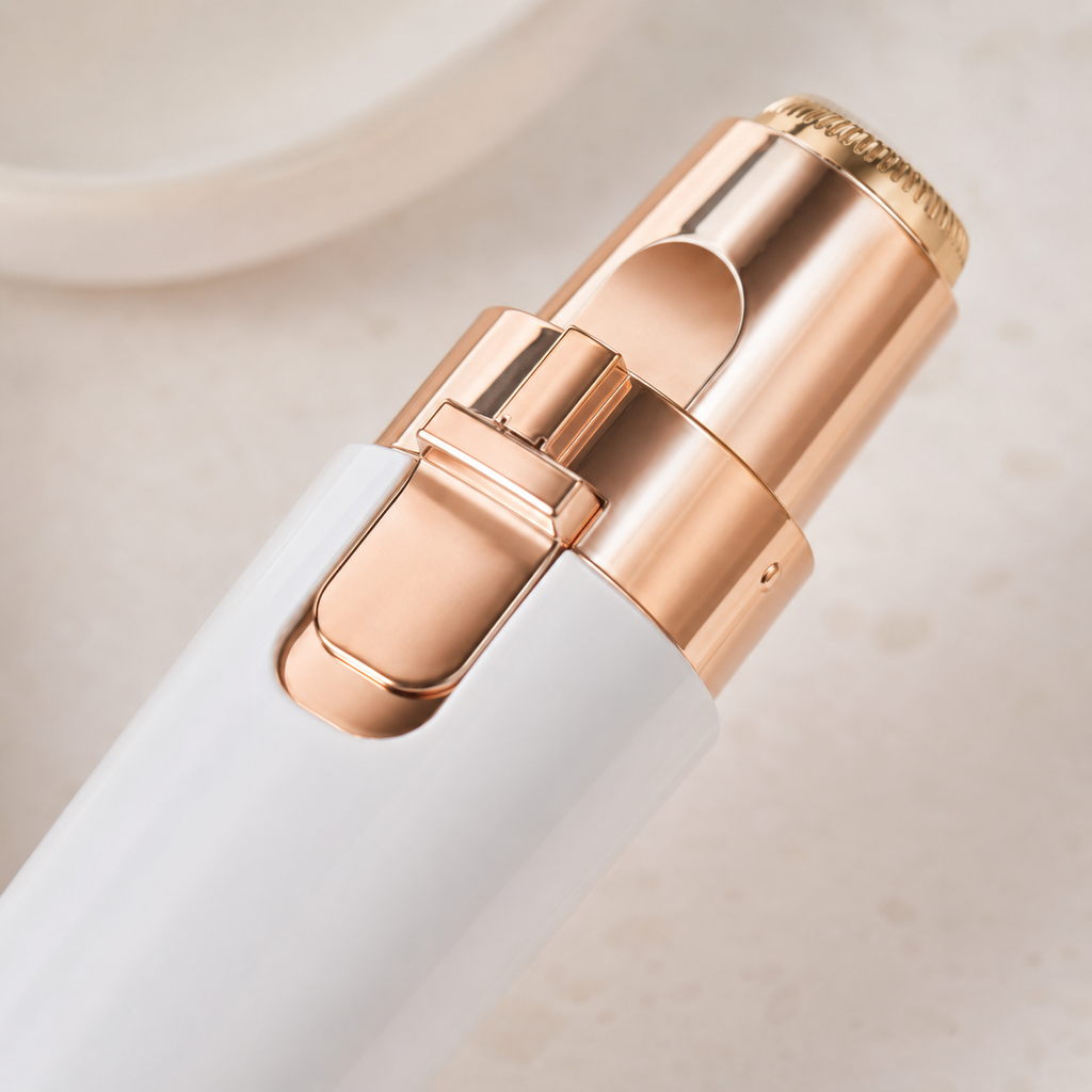 Close-up of Quelora rose gold trimmer head detail